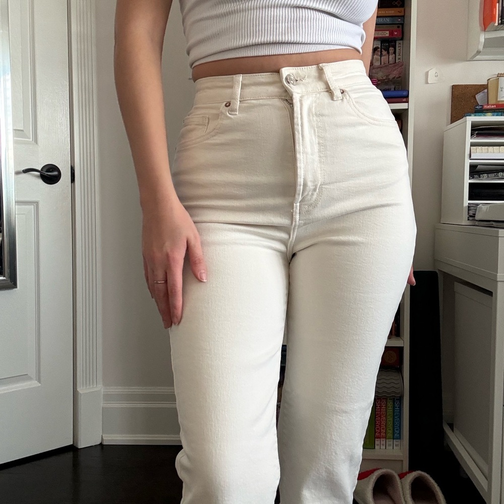 Primark Women's Cream Straight Leg Jeans